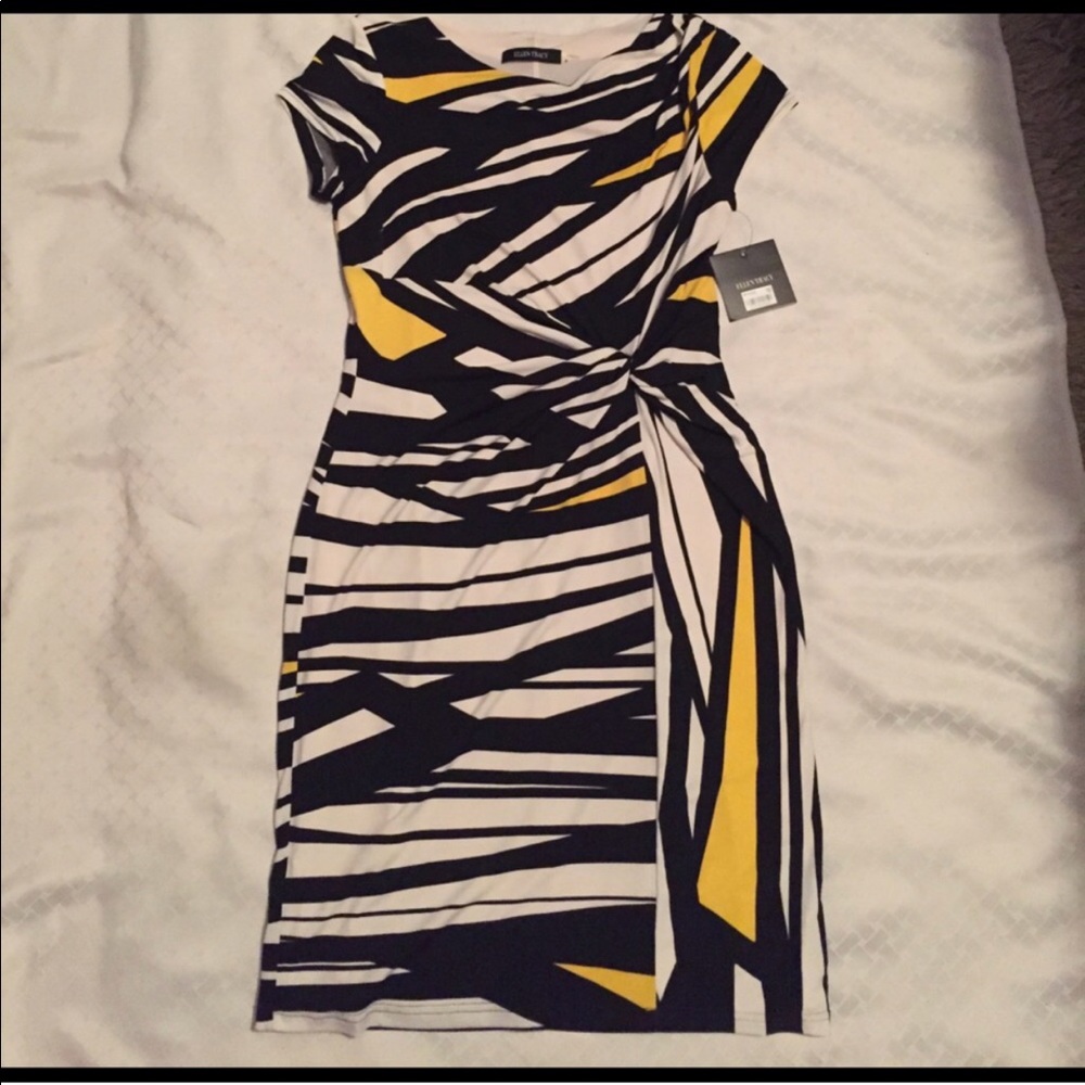 Ellen Tracy Wrap Twist Graphic Dress
